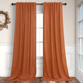 Burnt Orange Curtains 96 in Long 2 Panels - Semi Sheer Linen Blend