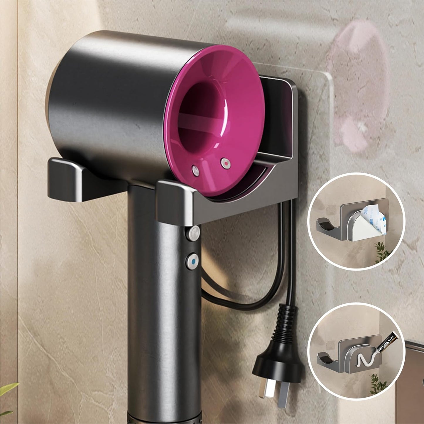 Space-Saving Dyson Hair Dryer Holder - Charming Gray
