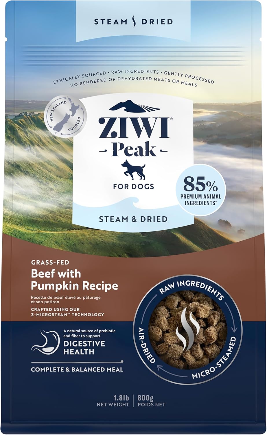 ZIWI Peak Steam & Dried Dog Food - Grass-fed Beef & Pumpkin