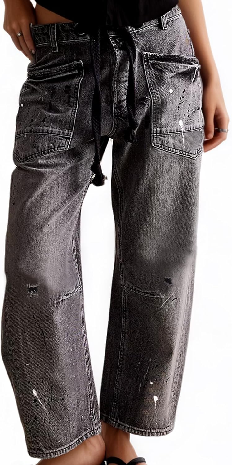 Womens Moxie Pull-On Barrel Jeans for Stylish Comfort