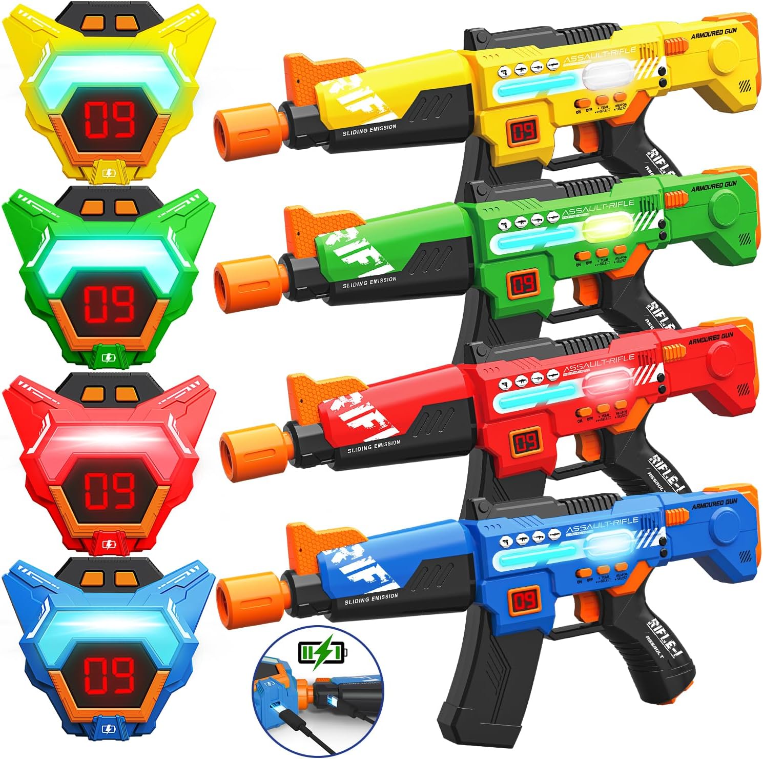 Rechargeable Laser Tag Guns Set of 4 for Kids Birthday Gifts