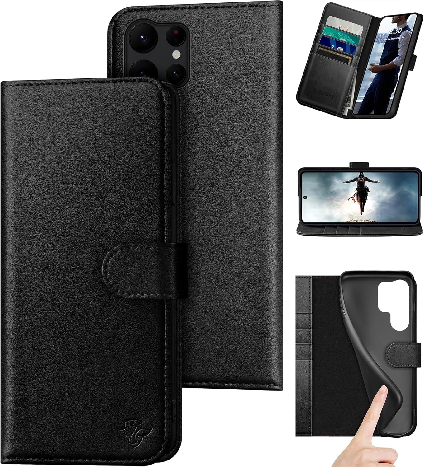 Leather Wallet Case for Samsung Galaxy S24 Ultra - RFID Shielding