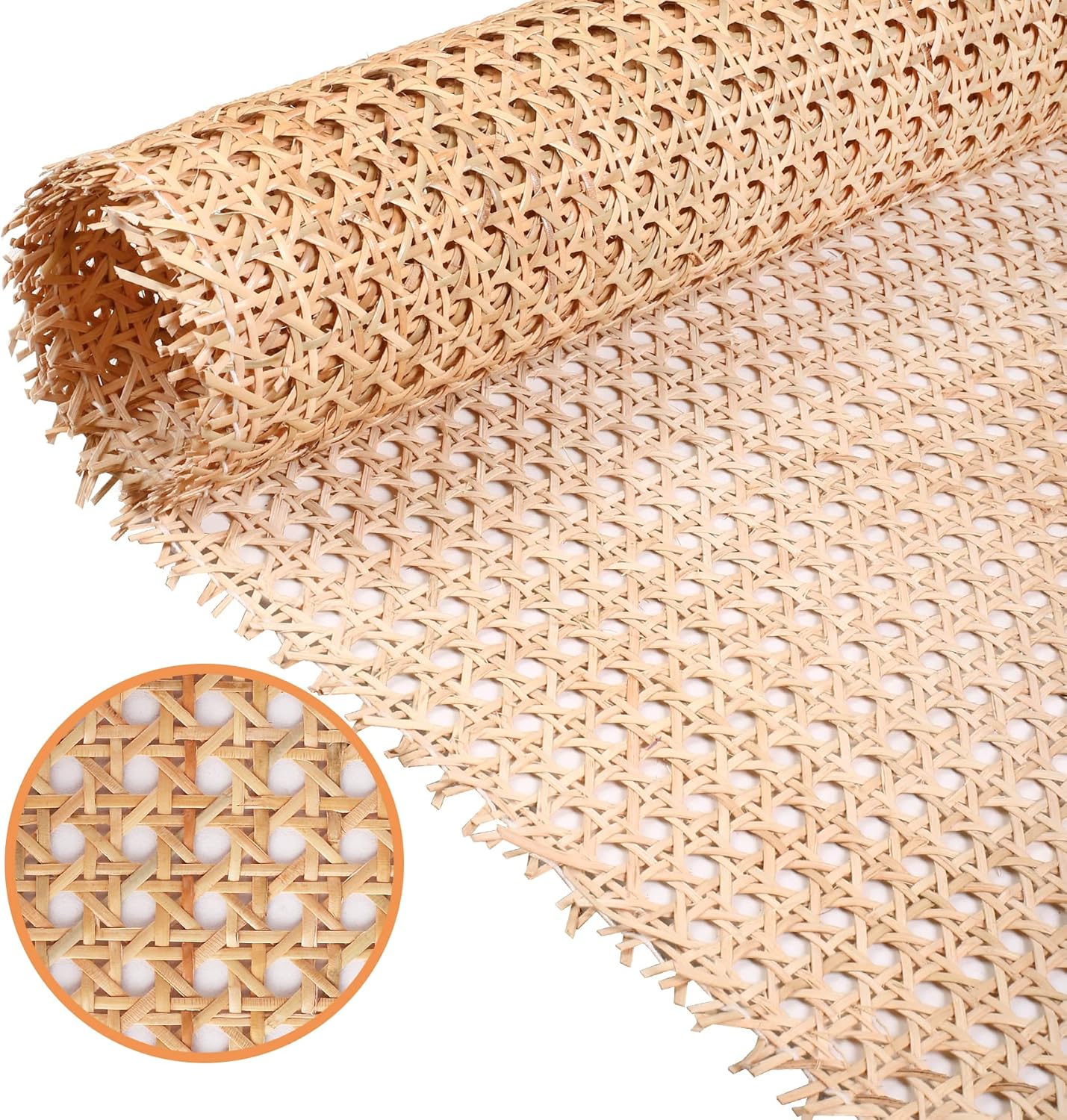 24 in Natural Cane Webbing Roll for Creative Furniture Projects