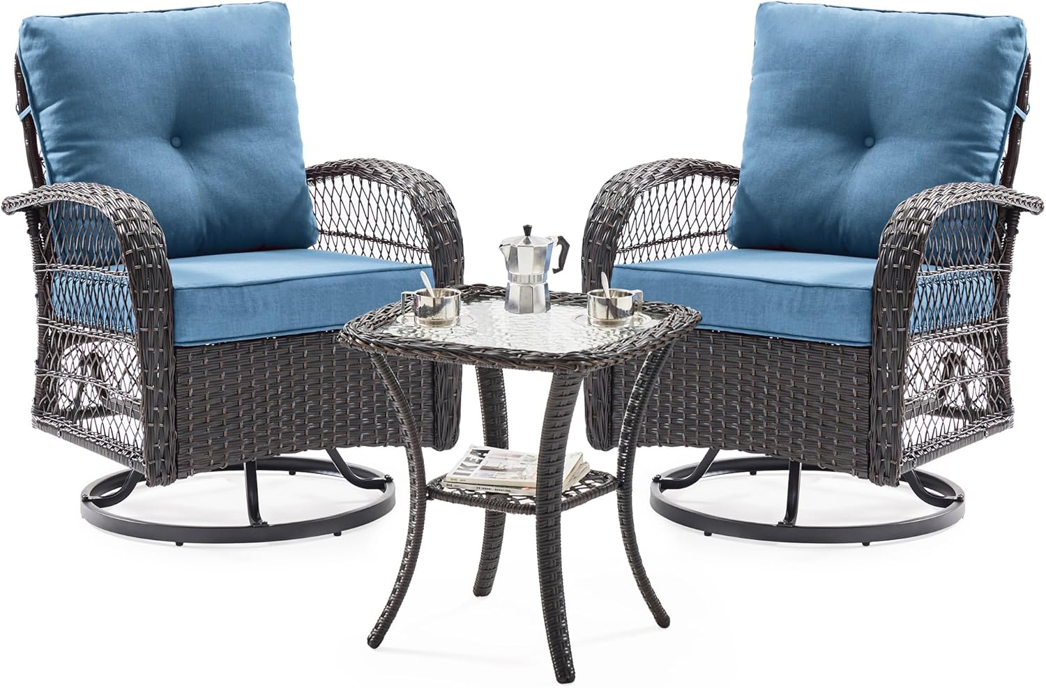 UDPATIO 3 Pieces Patio Furniture Set with Swivel Rocker Chairs
