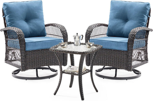 UDPATIO 3 Pieces Patio Furniture Set with Swivel Rocker Chairs