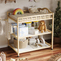 Paintless Pine Wood Baby Changing Table with Storage Shelves