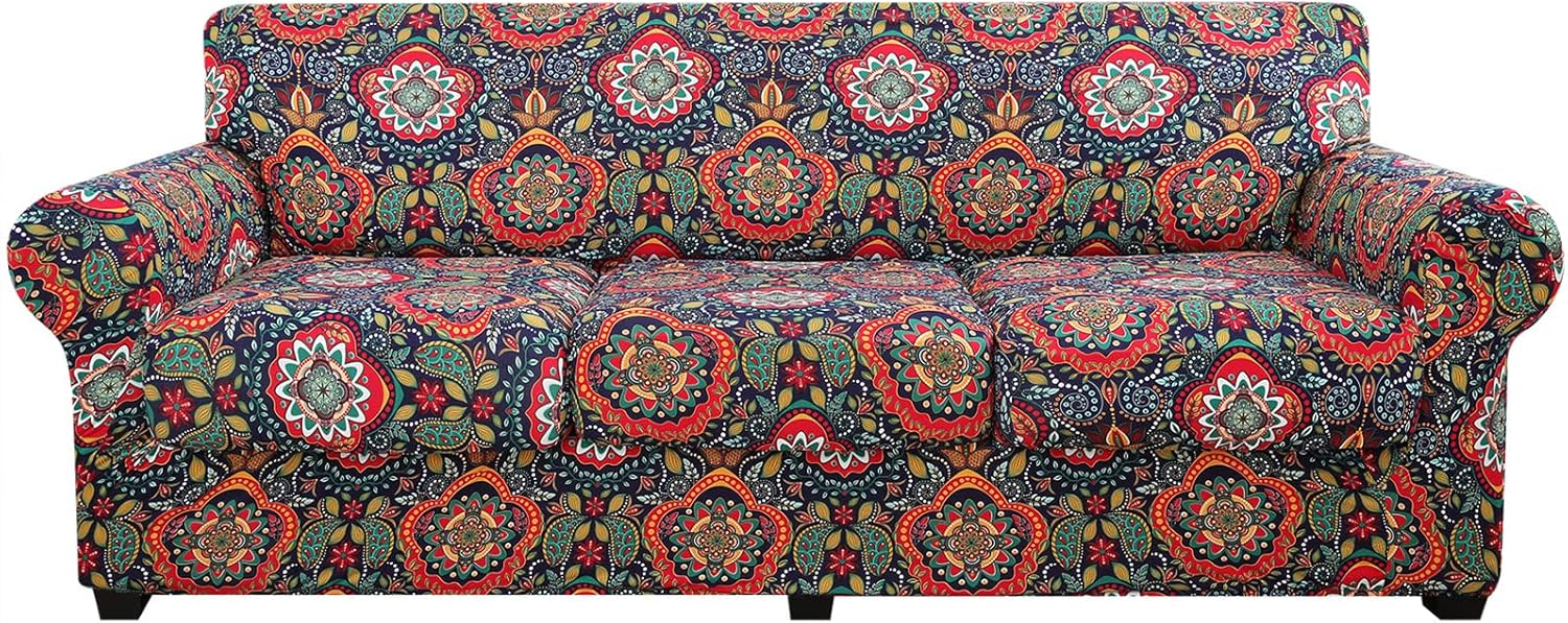Floral Pattern Couch Cover by hyha - Stretch Sofa Slipcovers