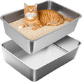 Stainless Steel Cat Litter Box Set for Easy Cleaning and Comfort