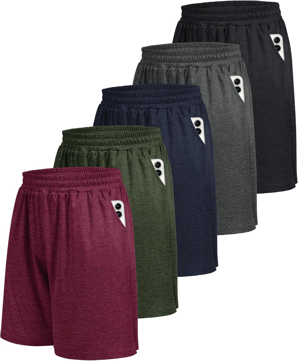 5 Pack Athletic Gym Mens Shorts for Quick Dry Basketball Wear