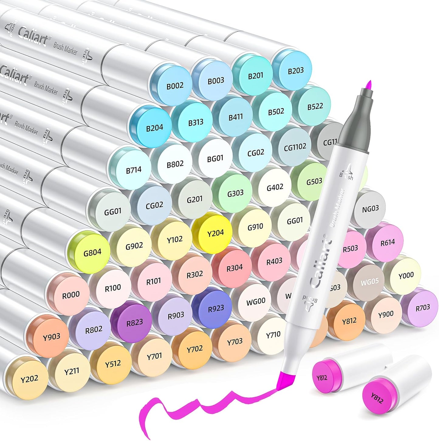 Caliart Pastel Markers Set with 61 Colors for Artists