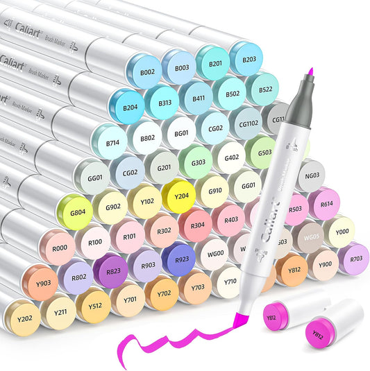 Caliart Pastel Markers Set with 61 Colors for Artists