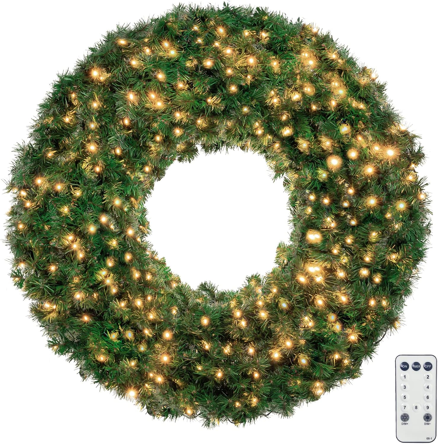 Large Outdoor Christmas Wreath with 270 Color Lights for Home
