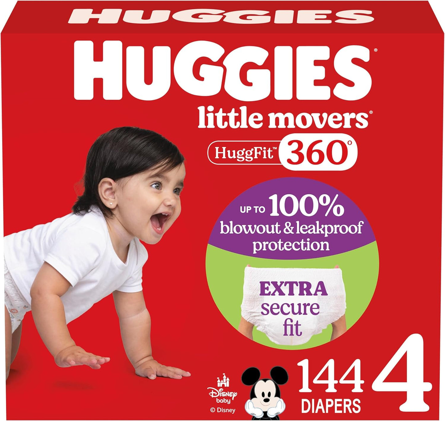 Huggies Size 4 Baby Diapers for Little Movers with 360 Waistband