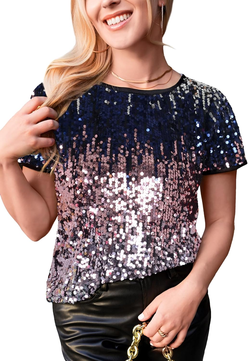Sparkly Sequin Top for Women - Glitter Concert Party Blouse