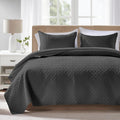 King Size Quilt Bedding Set Black - Lightweight Geometric Coverlet
