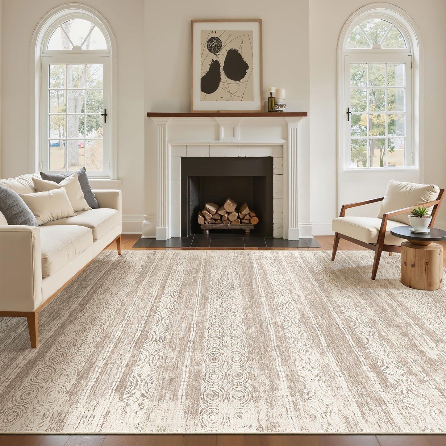 8x10 Washable Area Rug Modern Abstract Low Pile Non Slip Carpet