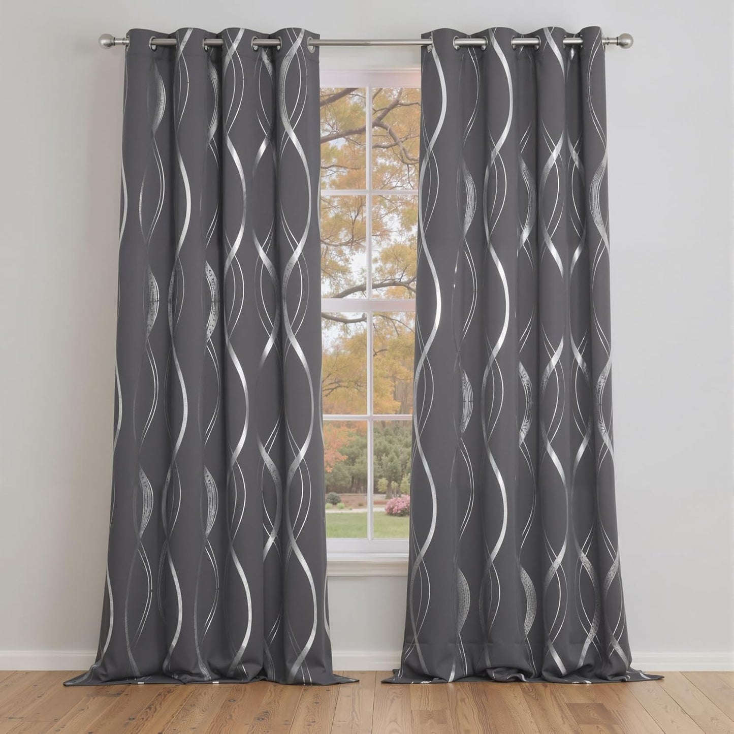 NICETOWN Blackout Curtains with Elegant Foil Printed Design