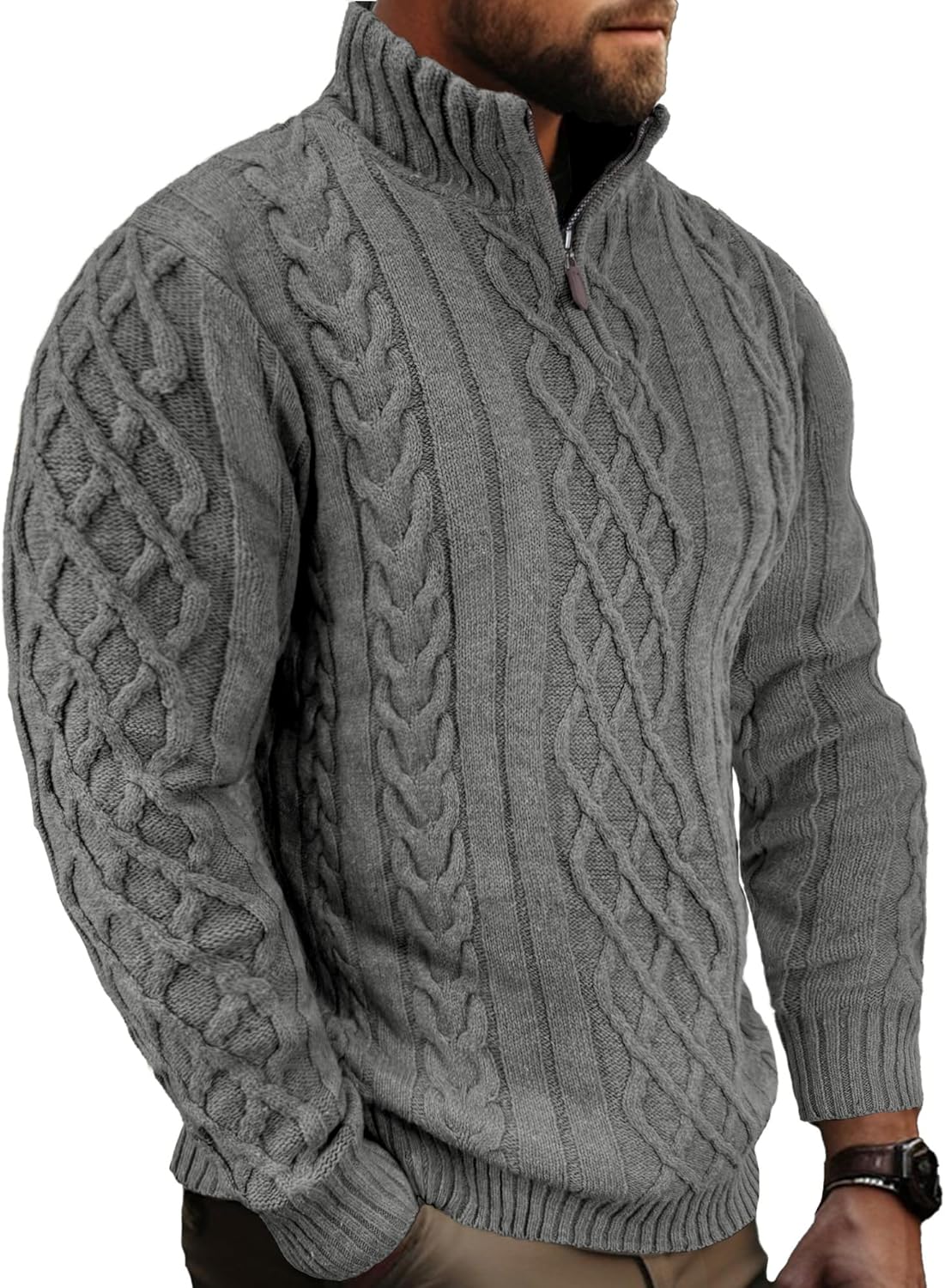 Comdecevis Mens Quarter Zip Sweater for Stylish Casual Wear