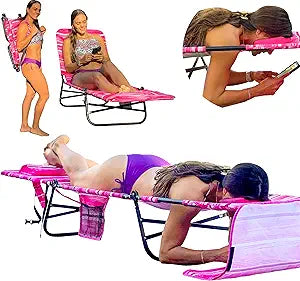 FLIPCHAIR Patio Chaise Lounger with Face & Arm Holes for Comfort