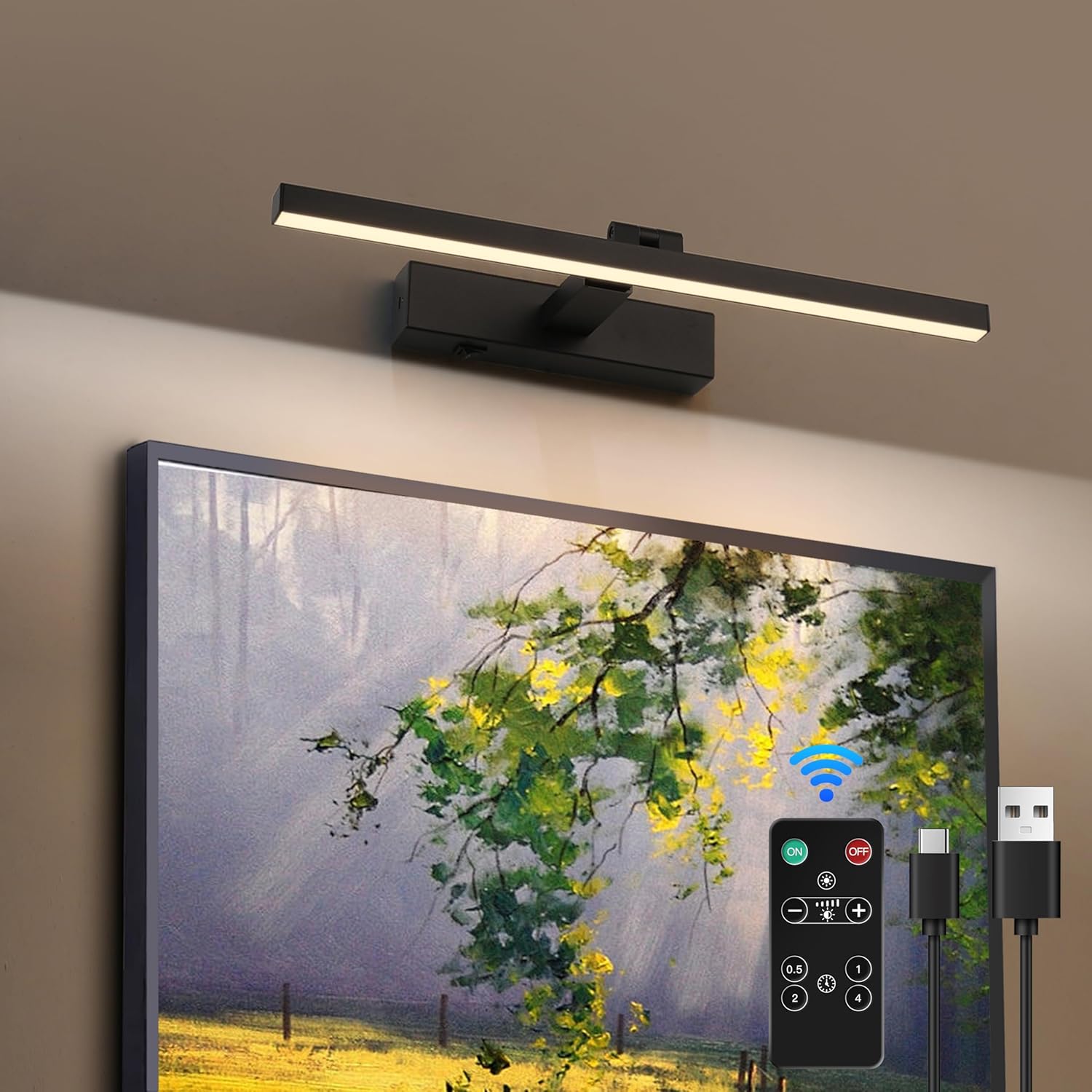 ZitoStory Black Battery Operated Picture Light with Remote Control