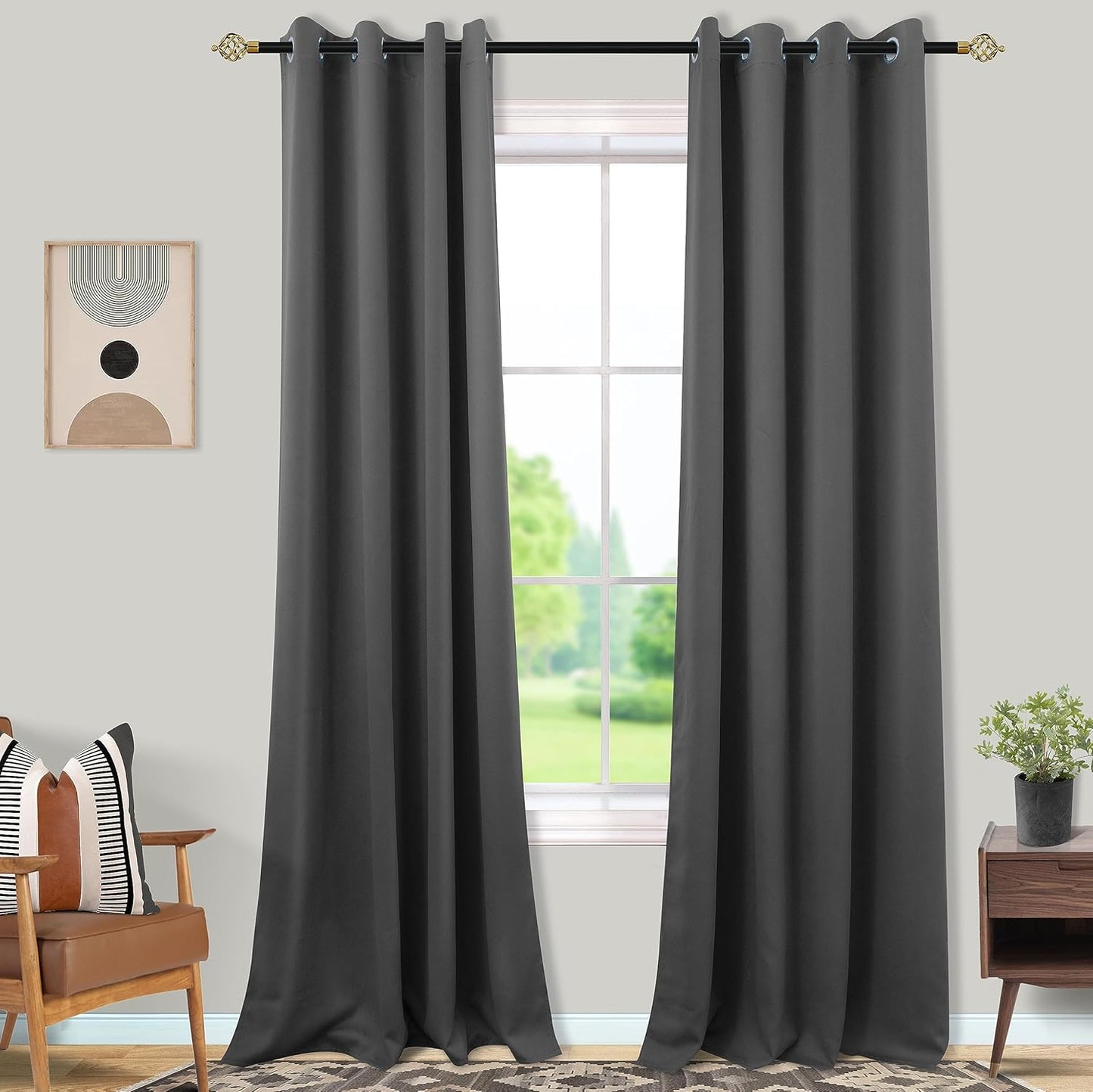 Mrs.Naturall Blackout Curtains 96 Inches Long for Home Decor