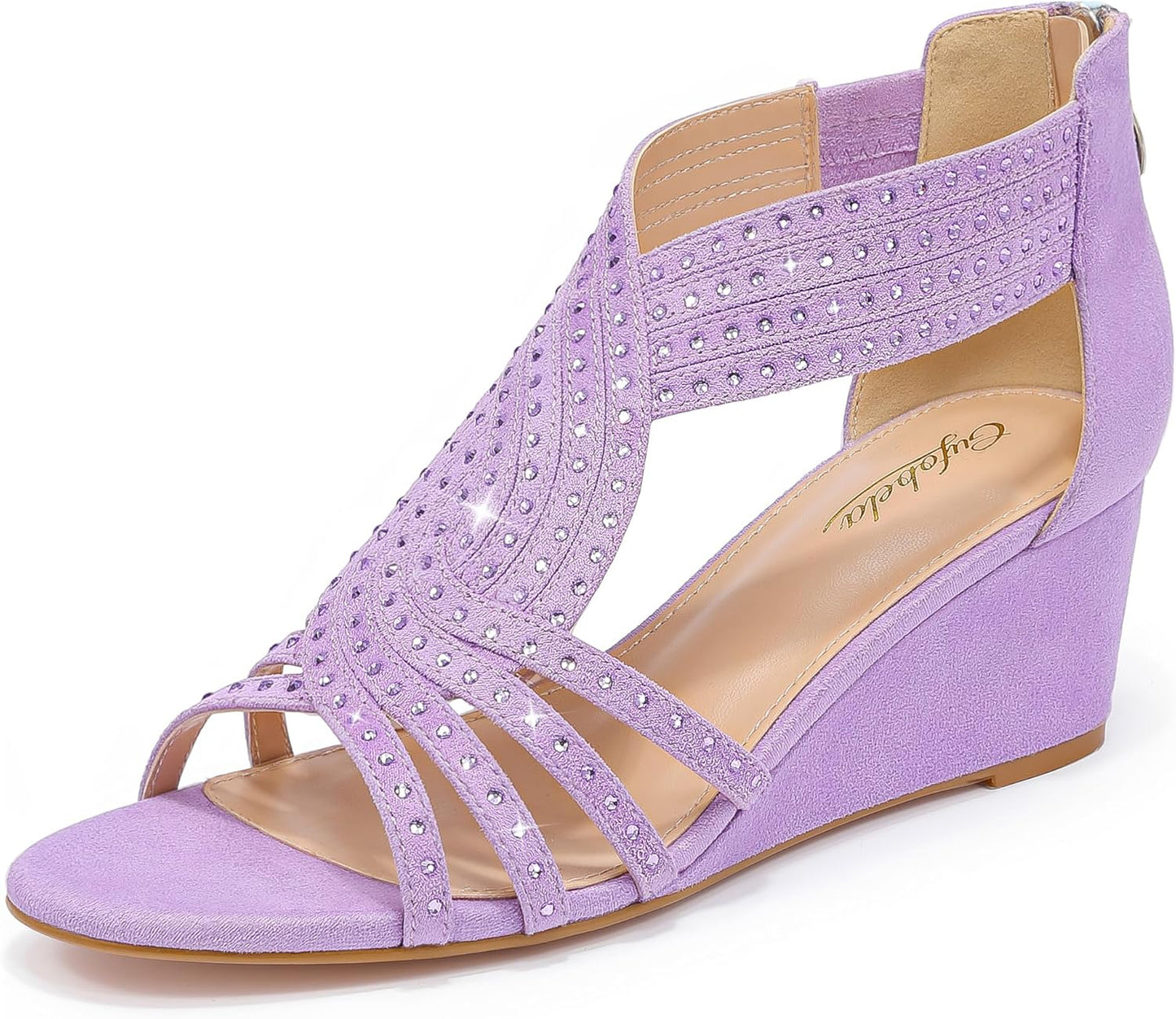 Sparkly Rhinestone Open Toe Wedge Sandals for Women Events