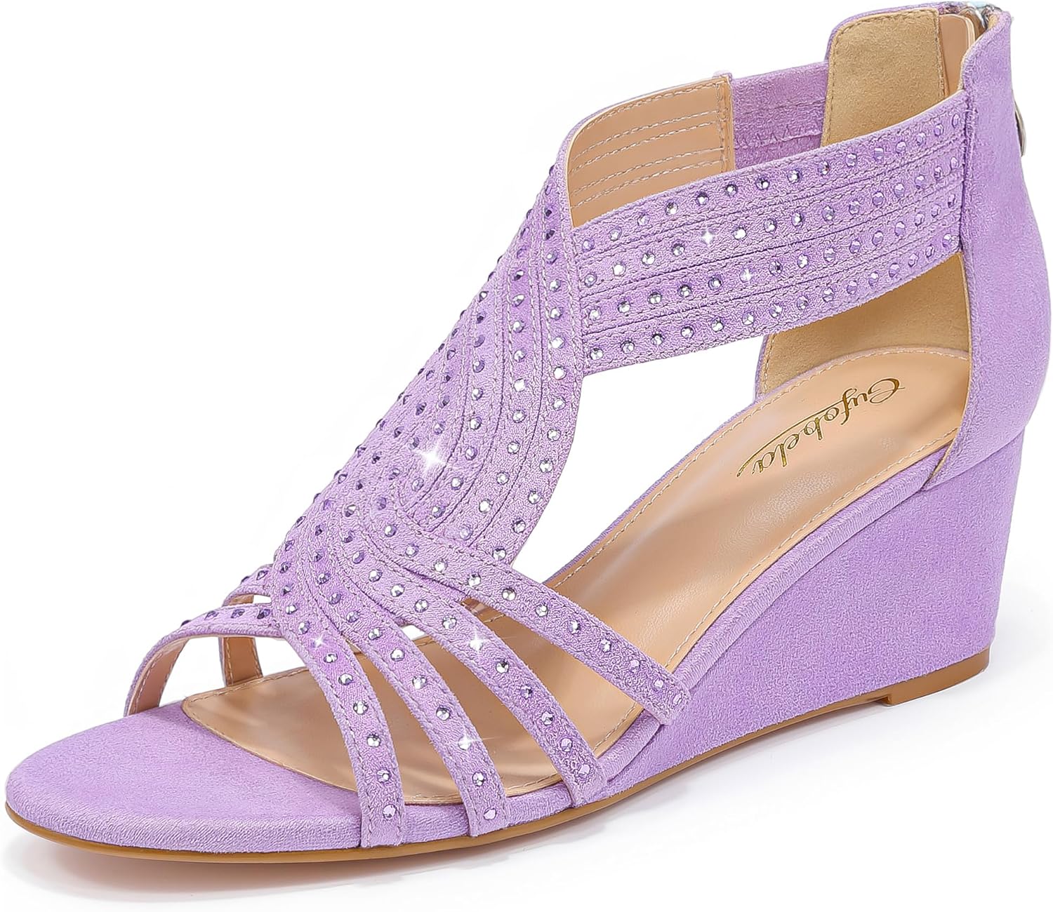 Sparkly Rhinestone Open Toe Wedge Sandals for Women Events