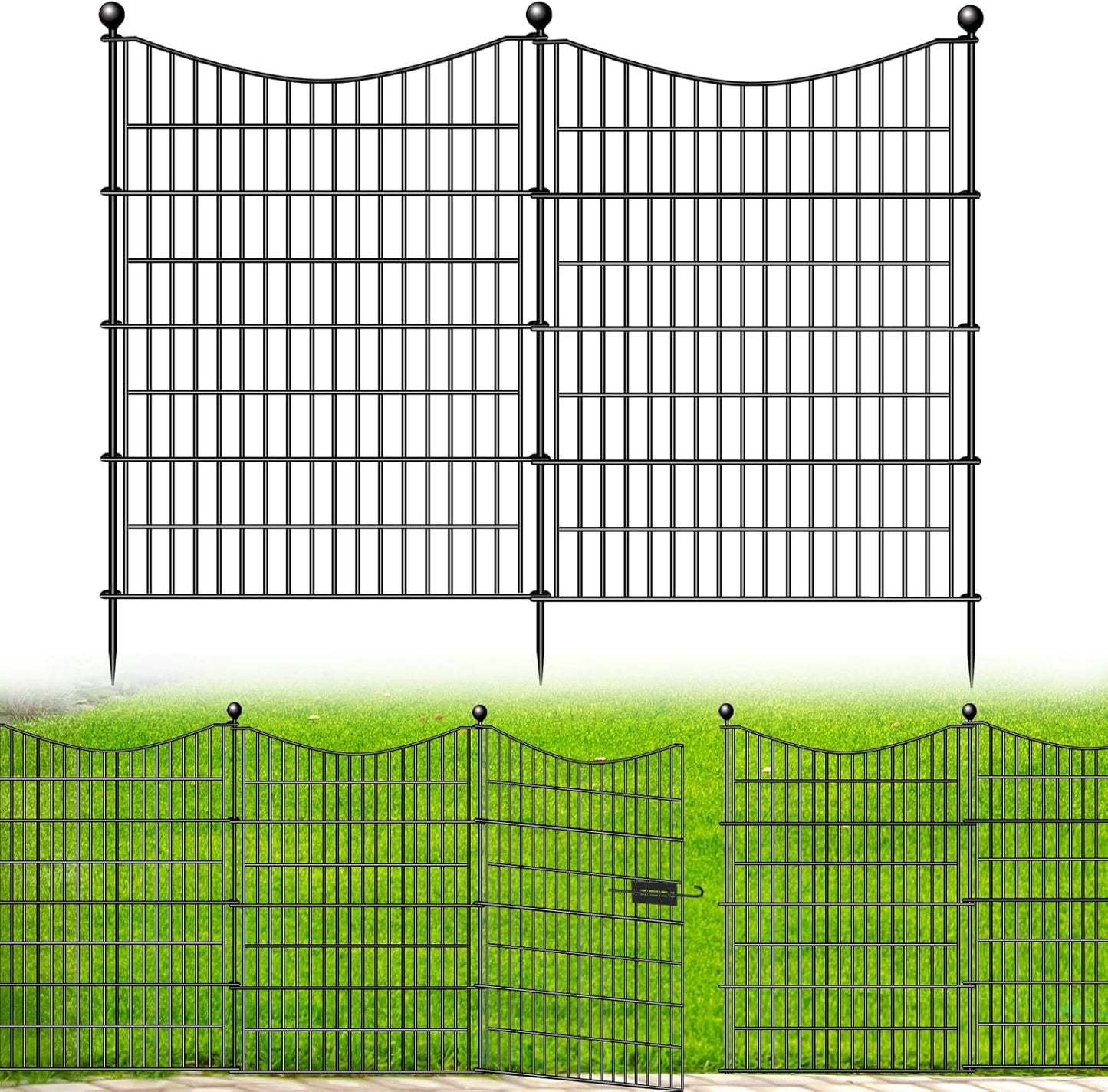 20 Panels Decorative Garden Fence with Gate for Outdoor Spaces