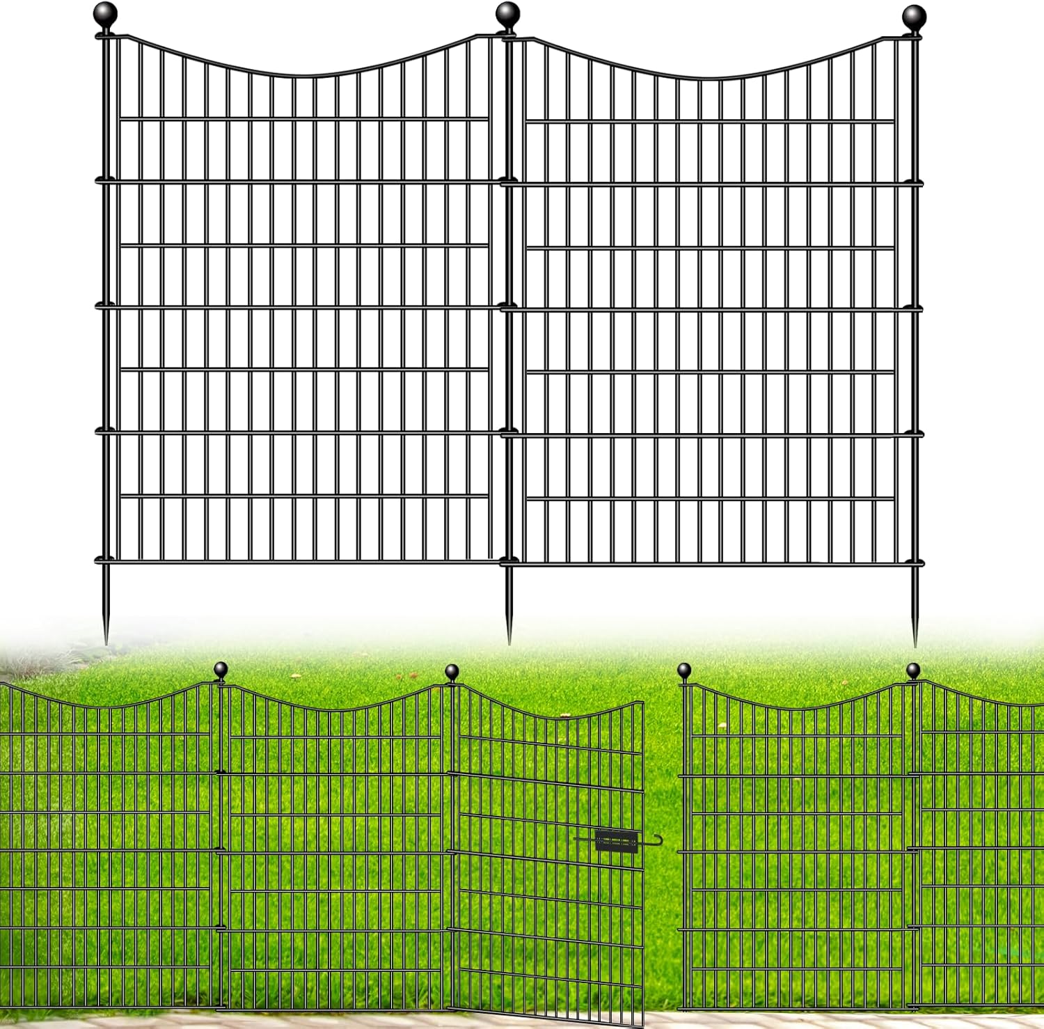 20 Panels Decorative Garden Fence with Gate for Outdoor Spaces