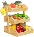 Bamboo 3 Tier Fruit Basket For Counter - Large Capacity Organizer