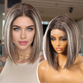 Ash Brown Synthetic Lace Front Wig for Daily Use 10in Style