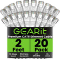 Cat 6 Ethernet Cable 20-Pack (2 ft) - Reliable 10Gbps Patch Cords
