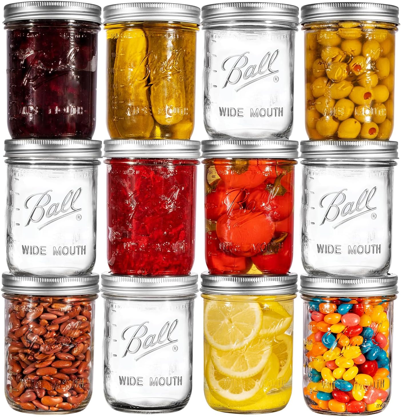 Ball Wide Mouth Mason Jars 16 oz Set for Canning and Storage