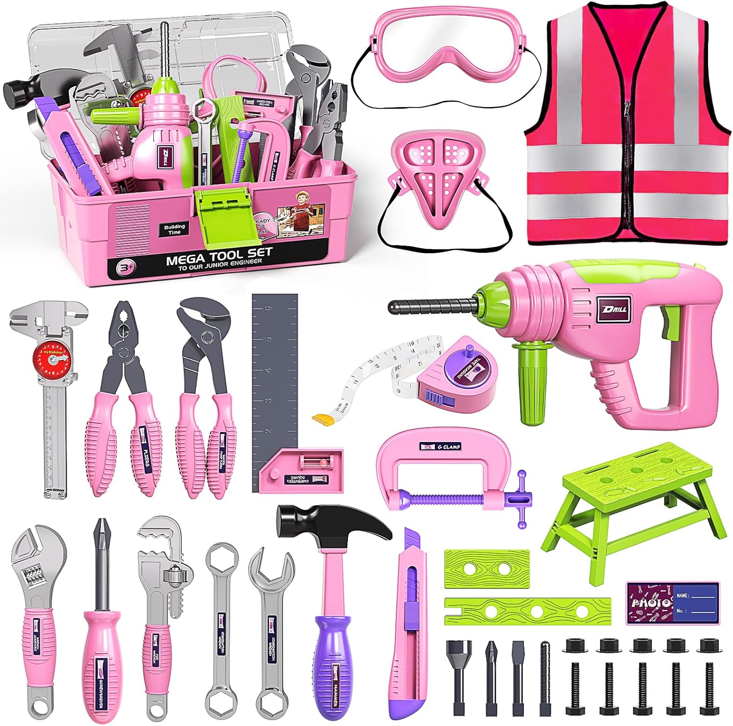 Deejoy Tool Set with Electronic Toy Drill for Kids Ages 3-5