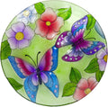Outdoor Glass Birdbath Bowl Topper with Purple Butterfly - 18 in