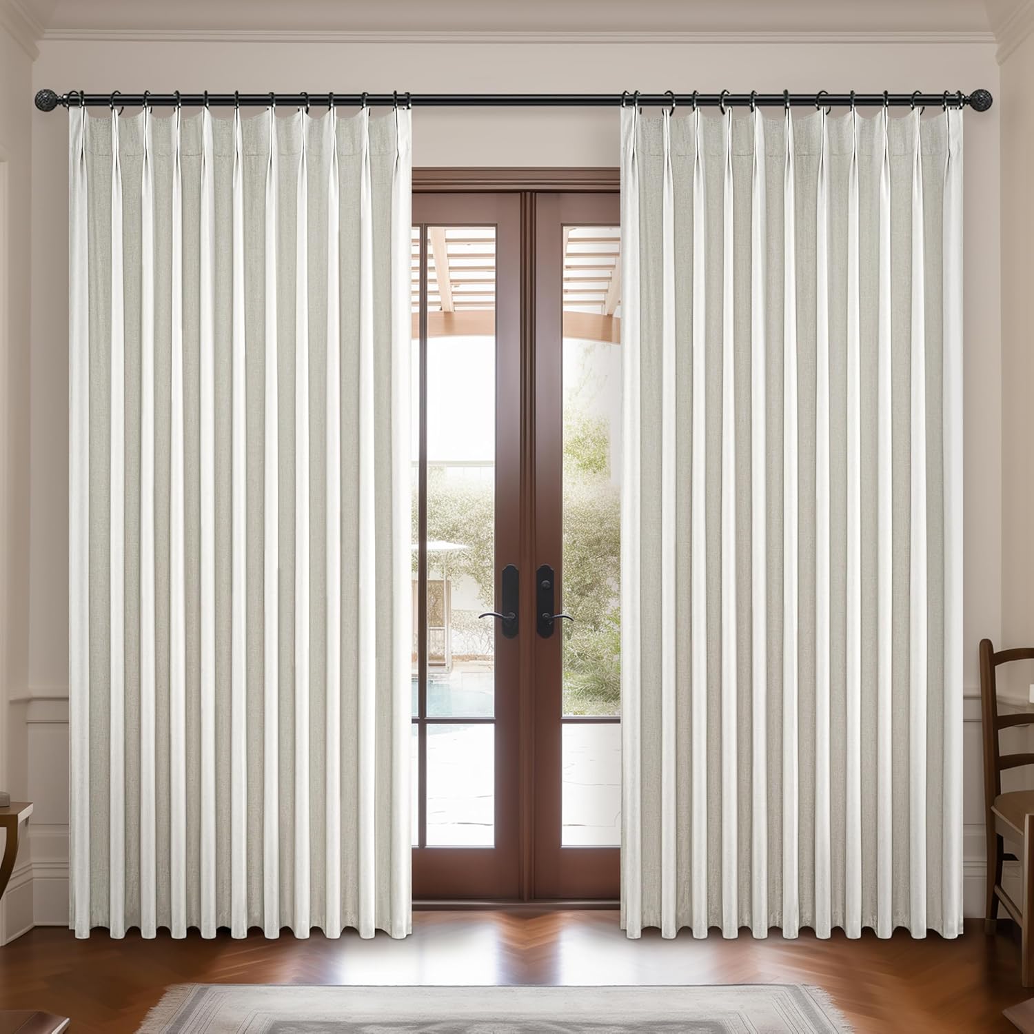 Lush Decor Wide Curtains for Windows 120 to 140 Blackout Linen