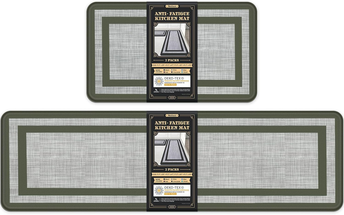 Mattitude Kitchen Mats Set of 2 Cushioned Anti-Fatigue Rugs