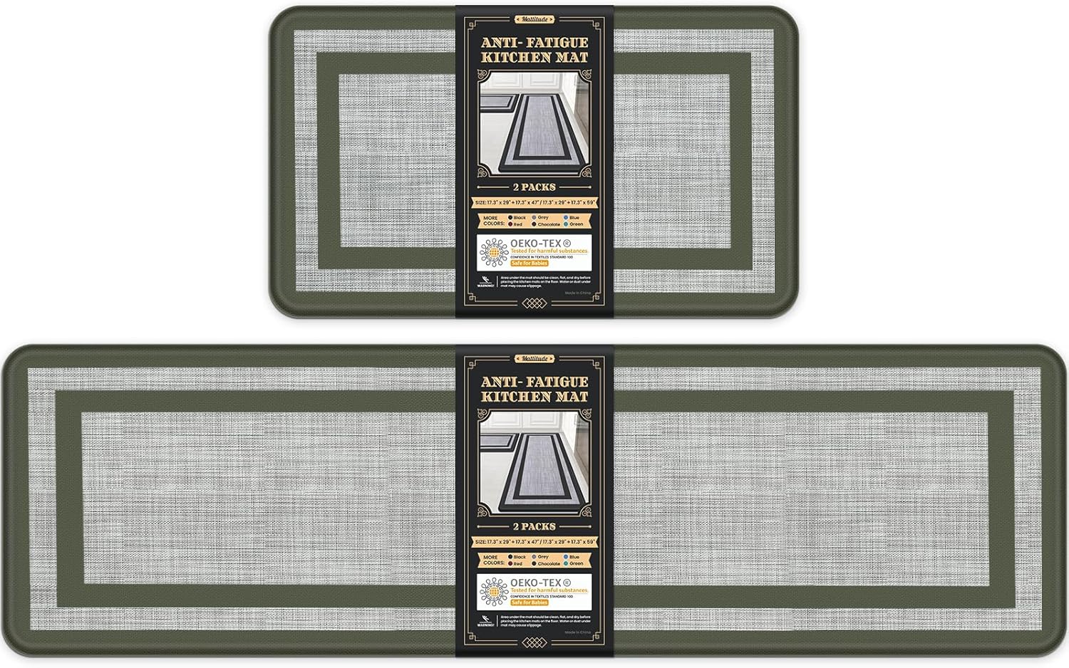 Mattitude Kitchen Mats Set of 2 Cushioned Anti-Fatigue Rugs