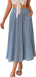 Women's Zeagoo A-Line Midi Skirt with High Waist Pleats for Comfort