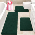 Extra Large Deep Green Bathroom Rug Set 3 Piece - Ultra Soft Chenille