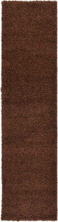 Unique Loom Solid Shag Area Rug 2 ft 7 in x 10 ft Runner - Chocolate
