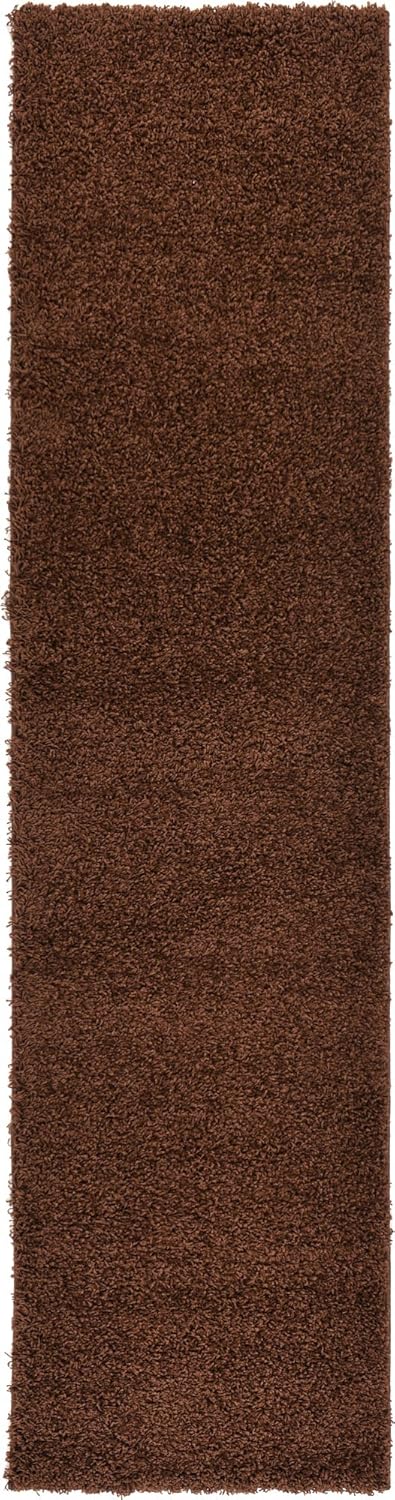 Unique Loom Solid Shag Collection Area Rug in Chocolate Brown