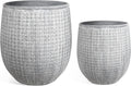 Large Round Planters Set of 2 - Lightweight Cement Look Planters