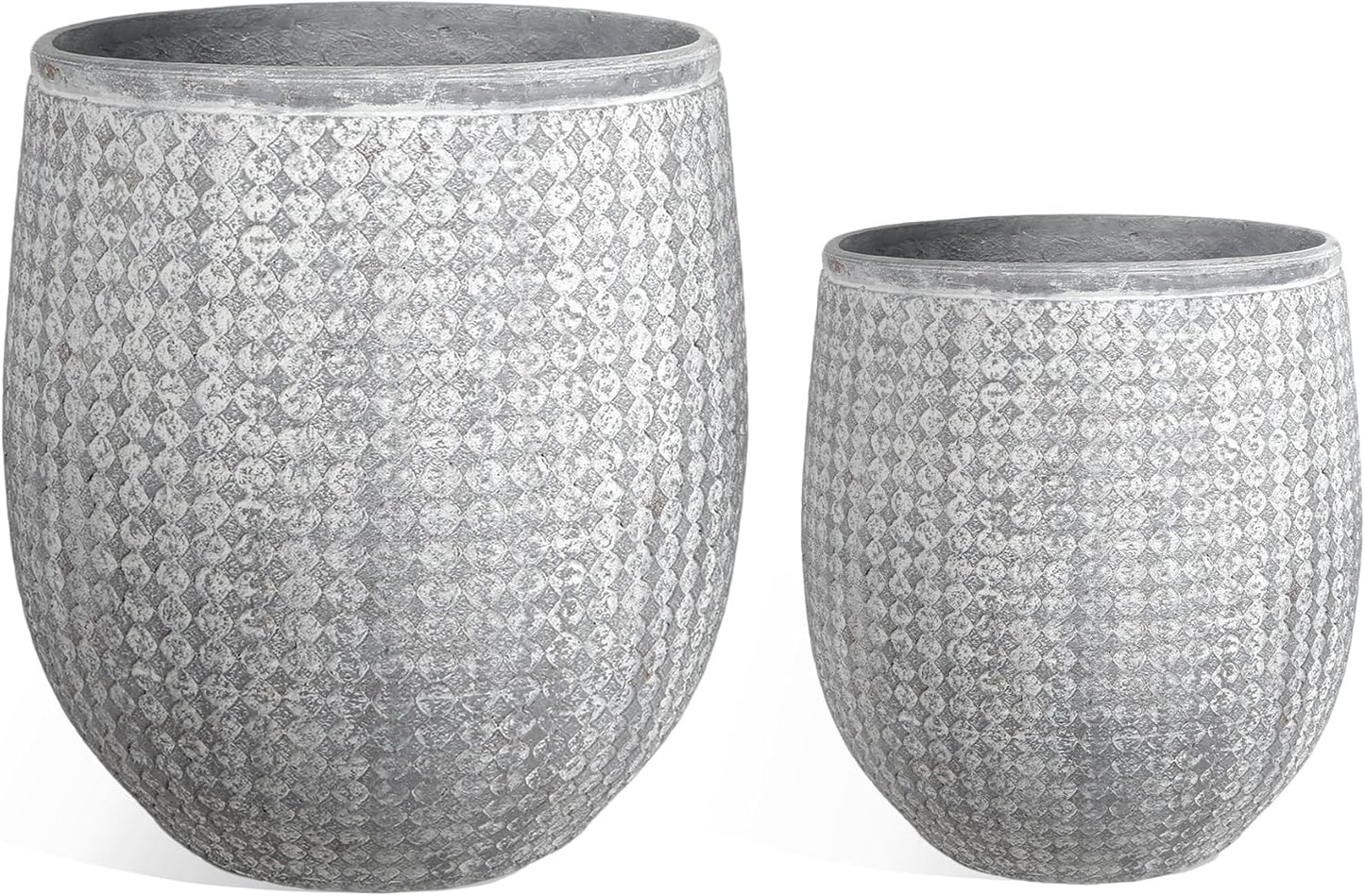 Large Round Planters Set of 2 for Indoor and Outdoor Use