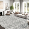 8x10 Area Rug Grey Abstract - Washable Non-Slip Living Room Rug