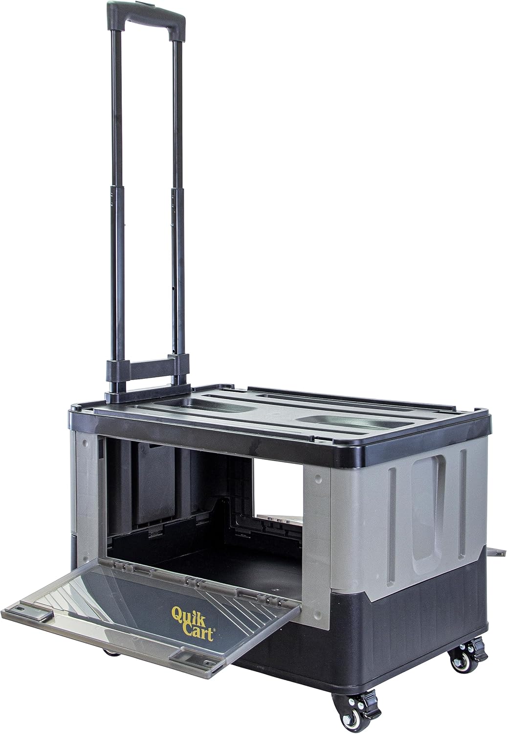 Quik Cart Extended Rolling Crate with Seat for Teachers and More