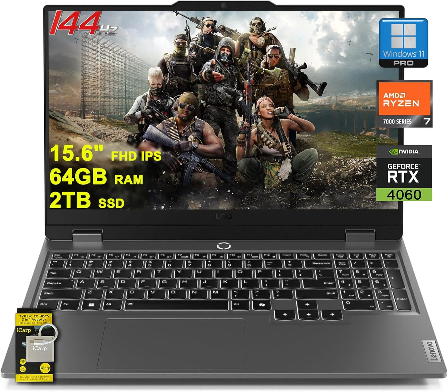 Lenovo LOQ Gaming Laptop with Ryzen 7 and GeForce RTX 4060