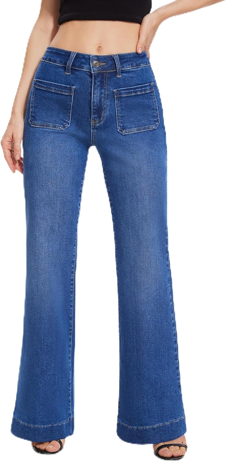 FLYING BANANA Women's Flare High Waisted Bell Bottom Jeans
