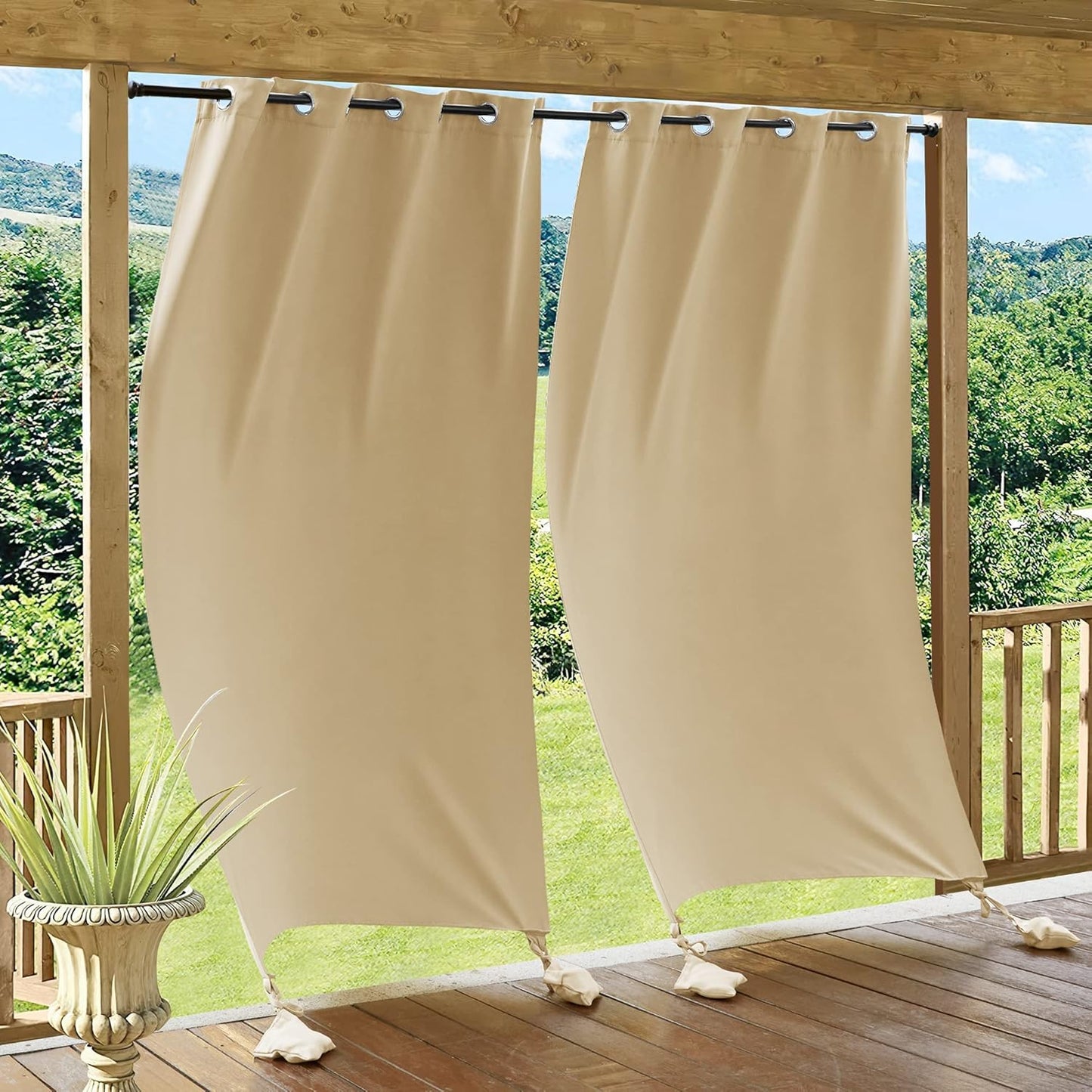 RYB HOME Outdoor Curtains Windproof Blackout Drapes 84 in Long