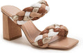 Syktkmx Womens Braided Heels Sandals for Summer Dressy Style